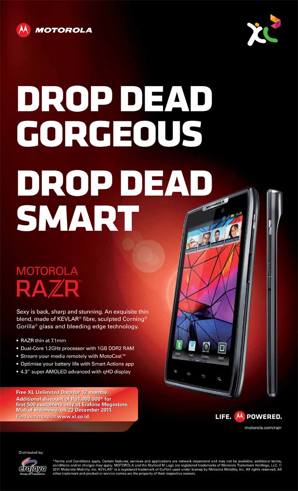 moto razr ad 23 Desember 2011, Promo Perdana Motorola RAZR Diskon Sejuta! news