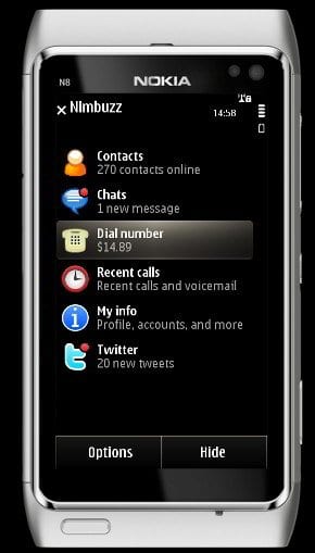 Nimbuzz Symbian 3.0.2 Main Menu