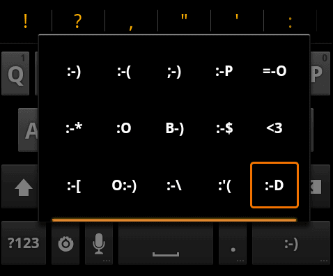 Tips : Menampilkan Smiley Karakter Tersembunyi di Ponsel Android 22 More Smiley Android 1