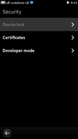 Nokia N9 Security Menu 3