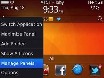 Manage Panel Blackberry OS7 1