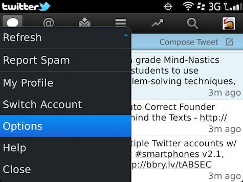 Setting Multiple Account Twitter for Blackberry 1