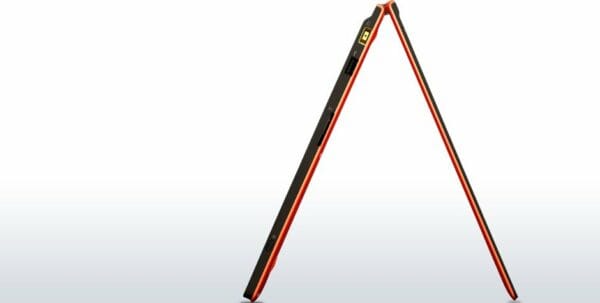Lenovo IdeaPad Yoga 13 Clementine Orange Side Profile Tent View Lenovo IdeaPad Yoga 13 Clementine Orange Side Profile Tent View
