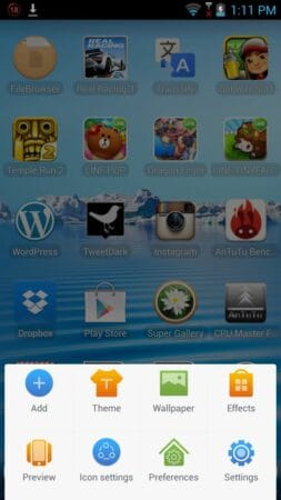 home screen option k900