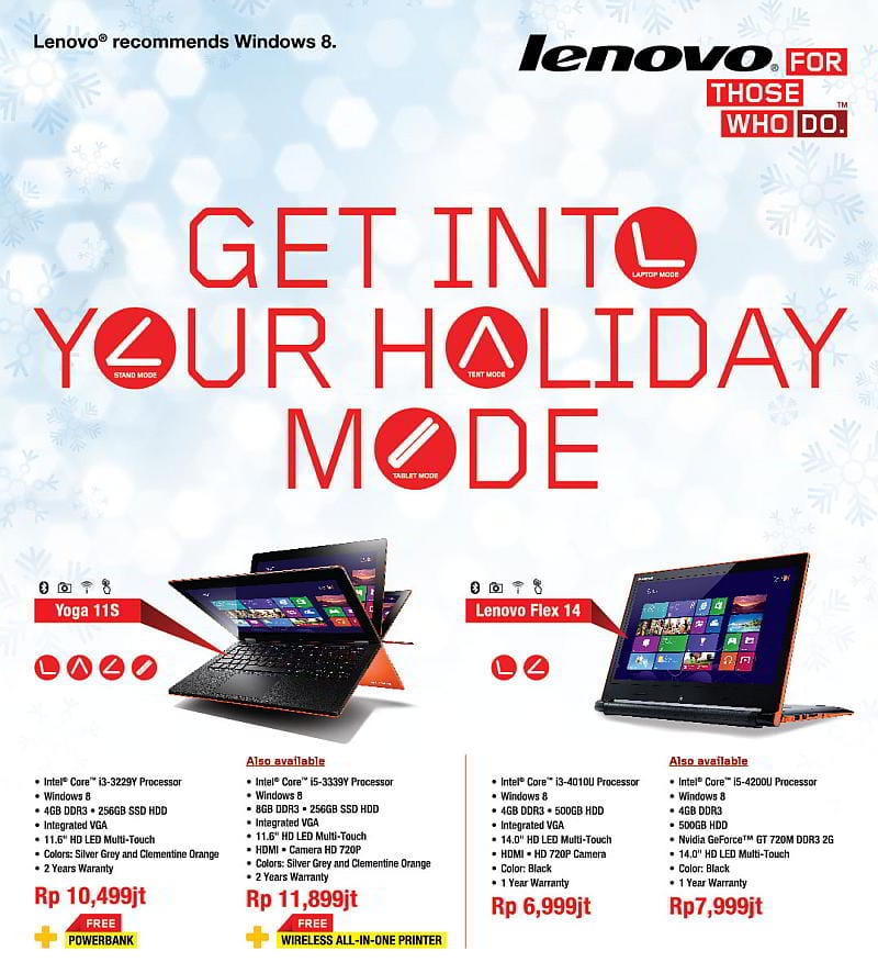 Program Promo GET INTO YOUR HOLIDAY MODE dari Lenovo 43 Promo Natal Lenovo
