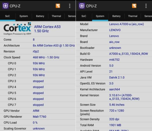 lenovo a7000 cpu z lenovo a7000 cpu z