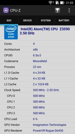CPU Z Asus Zenfone 2 Deluxe SE 2