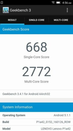 Screenshot Lenovo VIBE P1 Turbo Geekbench Screenshot Lenovo VIBE P1 Turbo Geekbench