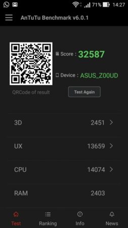 benchmark ASUS ZENFONE 2 SELFIE 1