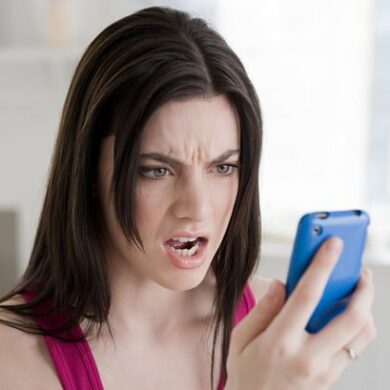 Angry woman on phone