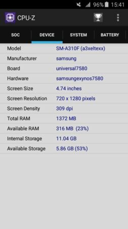CPU Z Galaxy A3 2016 3