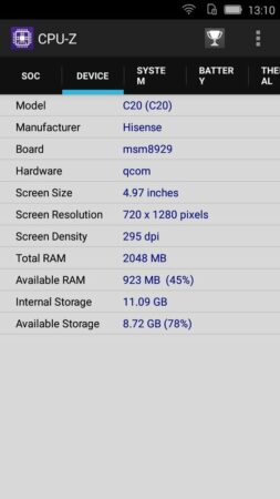 HiSense Kingkong II CPU Z 3