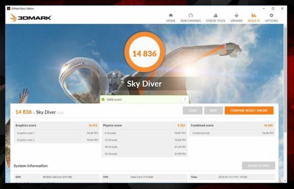 Review Acer Predator 17 X (GX-791) 33 3DMark SkyDiver