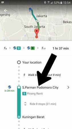 Google Maps bus TransJakarta 5