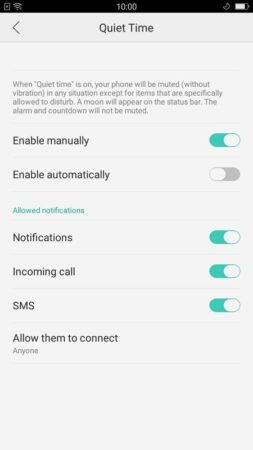 Oppo F1s Quiet Time