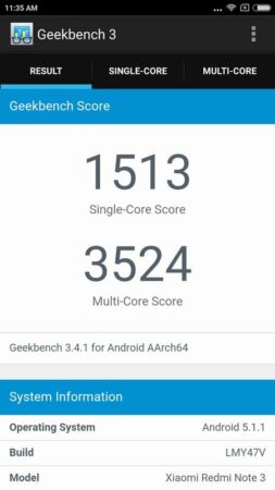 Redmi Note 3 Geekbench 3