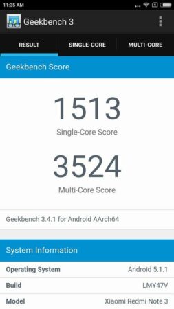 Redmi Note 3 Geekbench 3