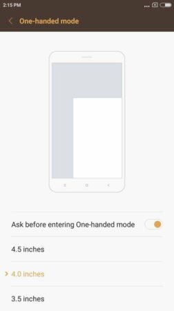 Redmi Note 3 One handed mode