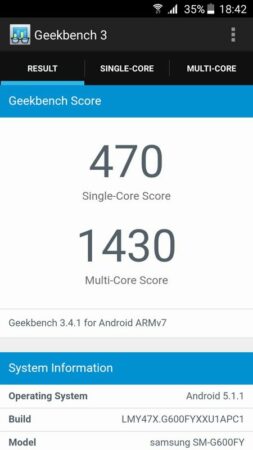GeekBench Samsung Galaxy On7
