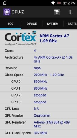 Lenovo VIBE C CPU Z 1