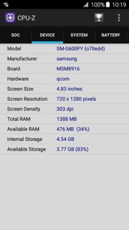 Samsung Galaxy On7 CPU Z 2