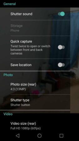 lenovo moto z camera option
