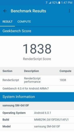 Samsung Galaxy J7 Prime Geekbench 4 2