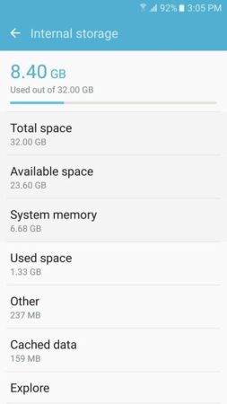 Samsung Galaxy J7 Prime Storage