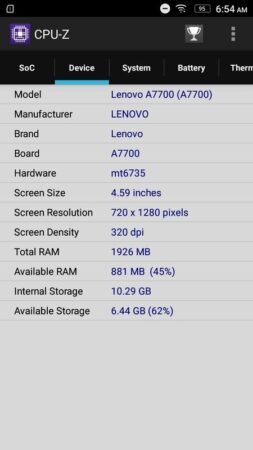 Lenovo A7700 CPU Z 3