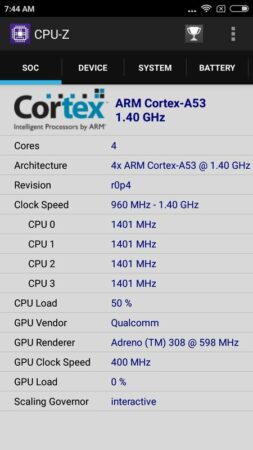 Xiaomi Redmi 4A CPU Z 2