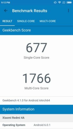 Xiaomi Redmi 4A Geekbench 4