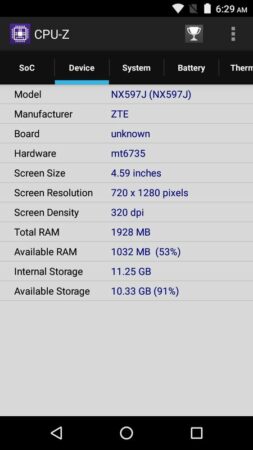 Nubia N1 Lite CPU Z 2