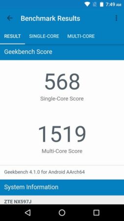Nubia N1 Lite Geekbench