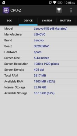 Lenovo K6 Note CPU Z 2
