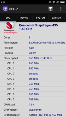 Xiaomi Redmi 4X CPU Z 2