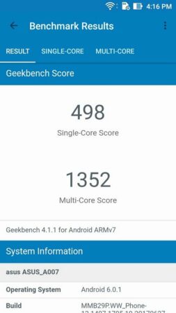 Asus ZenFone Live Geekbench
