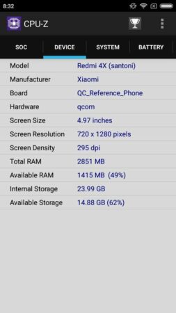 Xiaomi Redmi 4X CPU Z 3