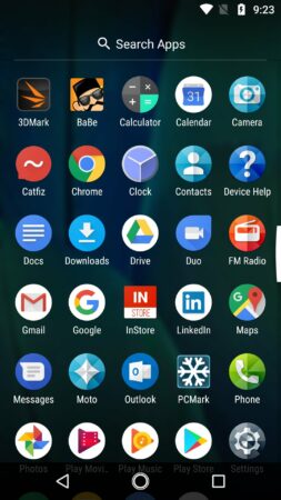 UI menu Moto G5s Plus