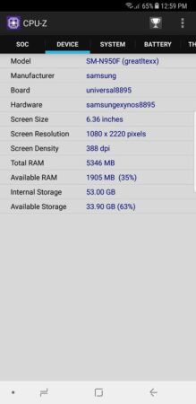 Galaxy Note8 CPU Z 2