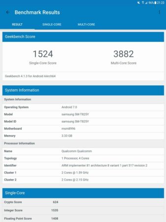 Galaxy Tab S3 Geekbench 4