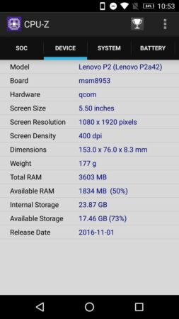 Review Lenovo P2 Turbo: Baterai Memuaskan, Tak Perlu Bawa Power Bank 38 Lenovo P2 Turbo CPU Z 1