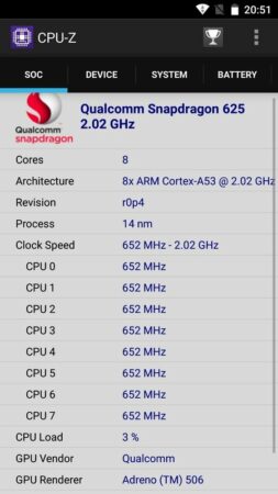 Xiaomi Mi A1 CPU Z 2