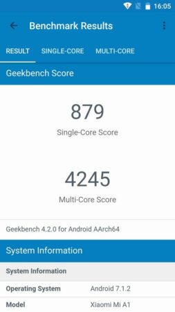 Xiaomi Mi A1 Geekbench 4