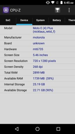Moto E4 Plus CPU Z 3