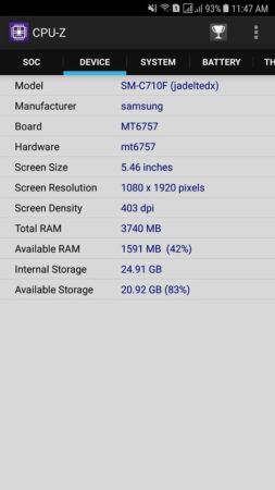 Samsung Galaxy J7 CPU Z 3