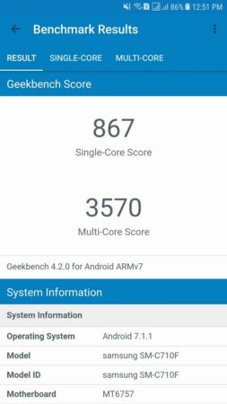 Samsung Galaxy J7 Geekbench 4