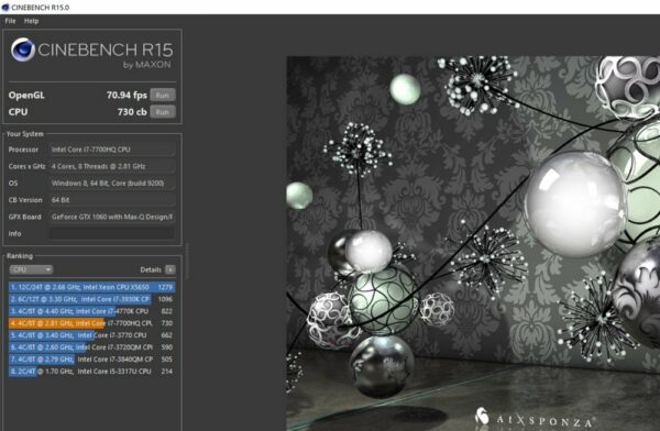 Review Dell Inspiron 15 7577: Laptop Gaming dengan Layar IPS 4K dan GTX 1060 Max-Q 34 Dell Inspiron 15 7577 Cinebench R15