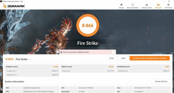 Dell Inspiron 15 7577 FireStrike
