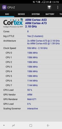 Samsung Galaxy A8 CPU Z 1