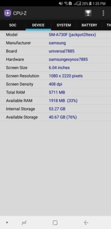 Samsung Galaxy A8 CPU Z 2